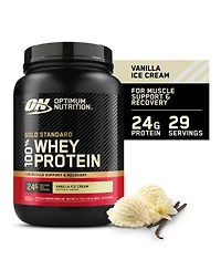 Optimum Nutrition Gold Standard 100% Whey Protein Powder, Vanilla Ice Cream, 24g Protein, 2 Lb