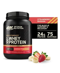 Optimum Nutrition, Gold Standard 100% Whey Protein Powder, 24 g Protein, Strawberry Banana, 2 lb, 30 Servings