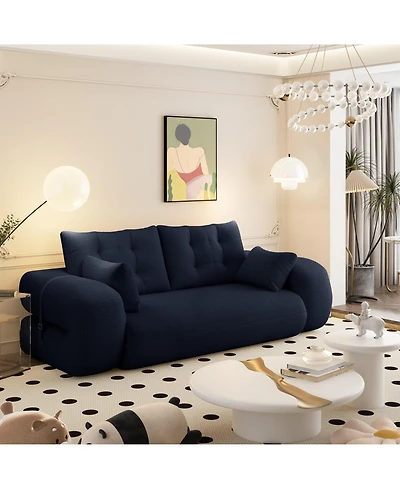 Clihome 78.7" Folding Sleeper, 3-in-1 Convertible Sofa Bed - Teddy Velvet Floor