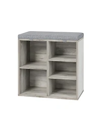 homfan Shoe Storage Bench, Upholstered 10 Cubbies Organizer with Cushion and Adjustable Shelves for Entryway