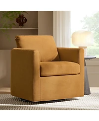 Modern Asser Slipcovered Swivel Chair
