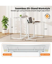 Gouun Sit-to-Stand Rolling Computer Desk with Adjustable Height