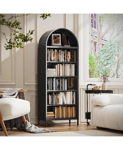 Boyel Living 73" Metal Arched Bookcase with Adjustable Shelves, Tall Bookshelf for Home Office and Living Room