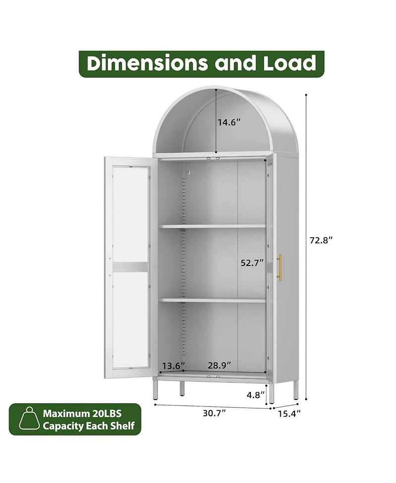 Boyel Living Arched Storage Cabinet with Drawer and Double Doors, Elegant Display Furniture for Living Room