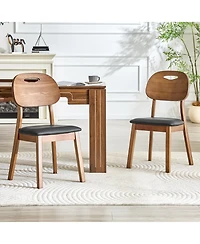 Rainsken Solid Wood Dining Chair Set of 2, Hollowed Out Backrests, Mid Century Dining Chair, for Dining Room, Kitchen