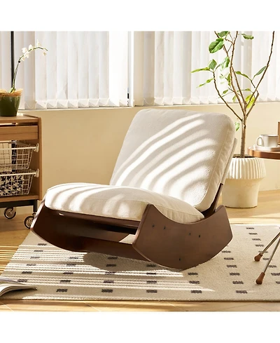 Rainsken Comfortable Glider Rocking Chair, Upholstery corduroy fabric Accent Chairs, Solid Wood Frame, for Living Room Bedroom Sunroom Outdoor