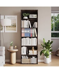 homfan 6-Tier Tall Bookcase, 71.4 Inch Height, Industrial Wood Bookshelf, Sturdy Open Shelf Organizer for Home Office, Living Room, Bedroom, Library