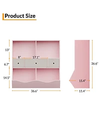 homfan 3-Tier Toy Storage Organizer with Engineered Wood Frame, Fabric Drawers Kids Bookshelf for Bedroom Playroom Nursery