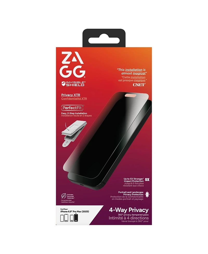Zagg Privacy Xtr Tempered Glass Screen Protector for Apple 2025 iPhone 6.9 Pro Max