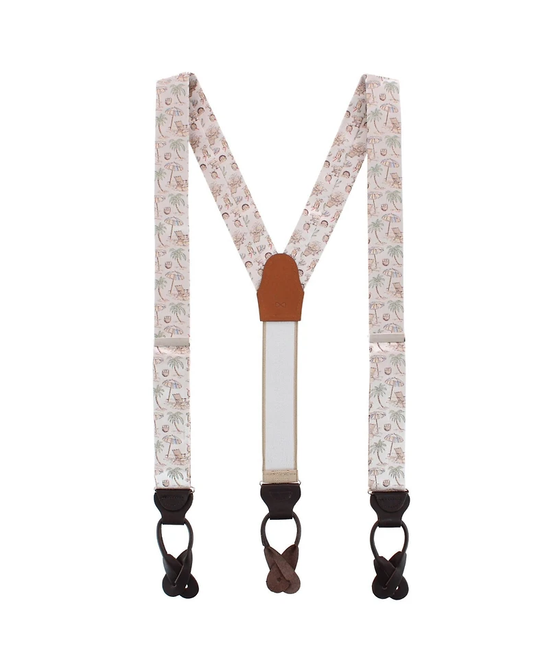 Trafalgar Men's Beach Get A Way Silk Novelty Button End Suspenders