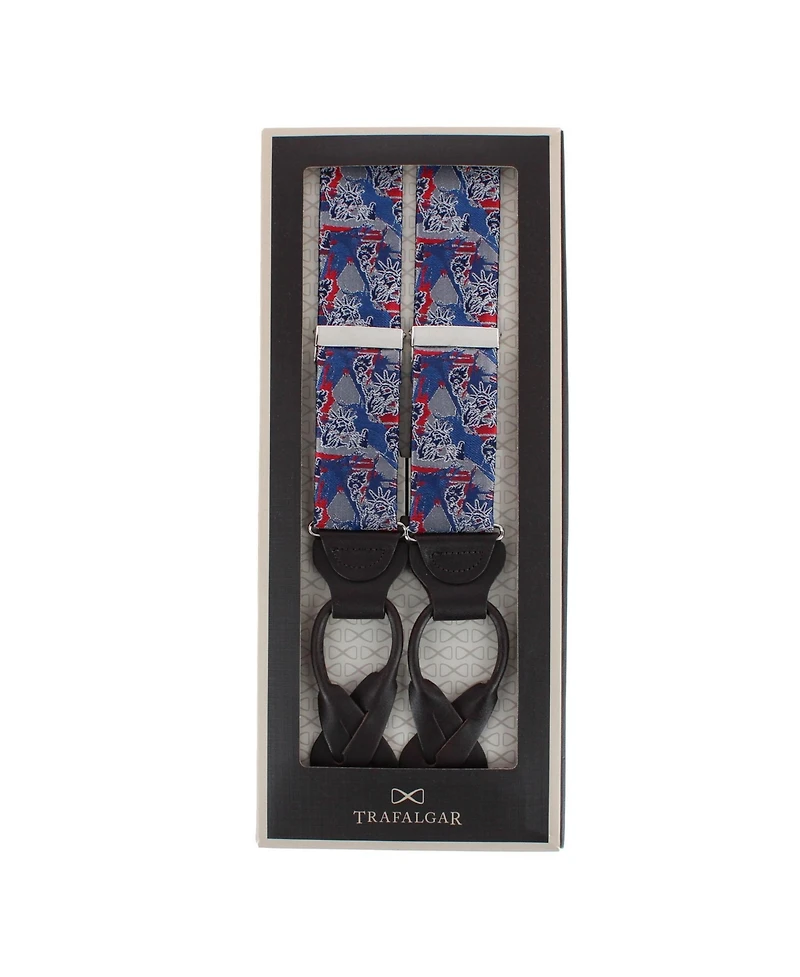 Trafalgar Men's Freedom's Torch Patriotic Silk Novelty Button End Suspenders