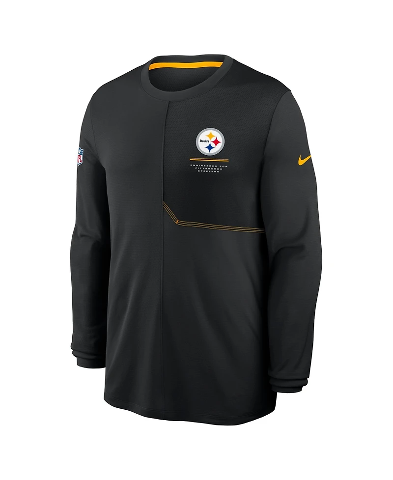 Nike Men's Black Pittsburgh Steelers Sideline Coaches Uv Dri-fit Long Sleeve T-Shirt