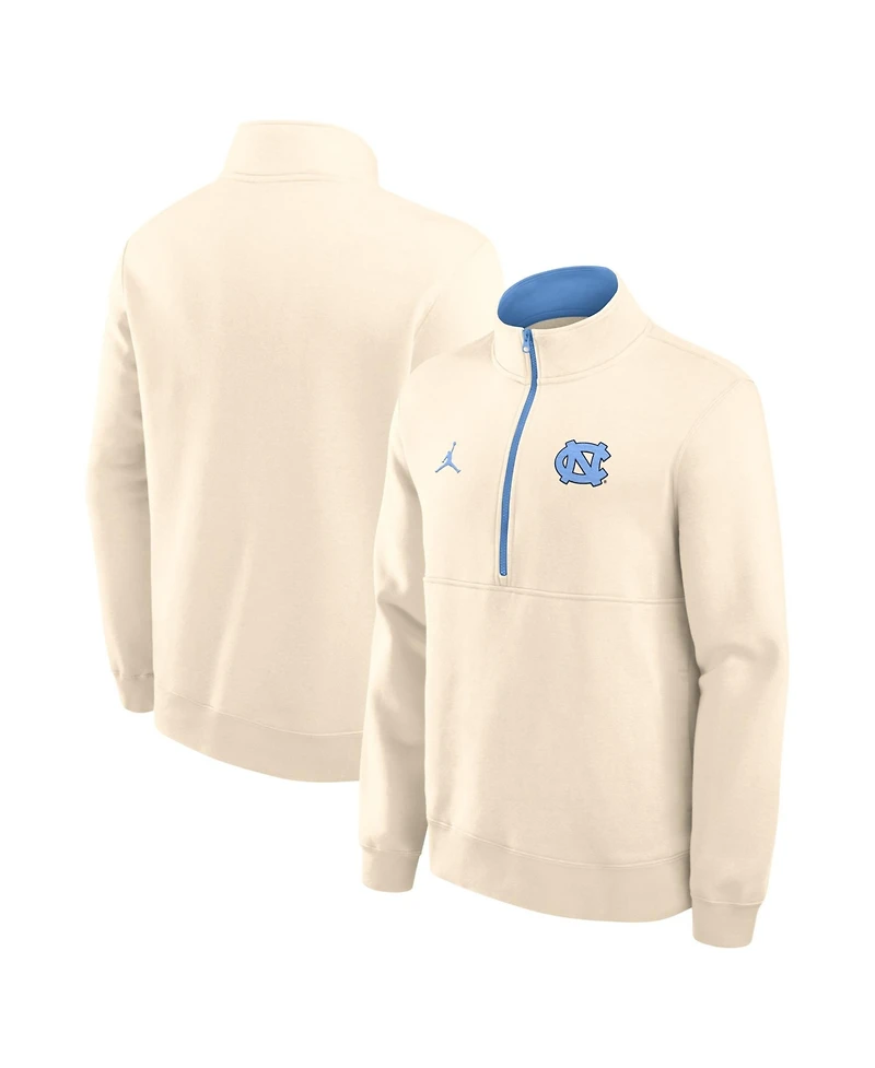 Jordan Men's Cream North Carolina Tar Heels Primetime Club Fleece Half-Zip Pullover Sweatshirt
