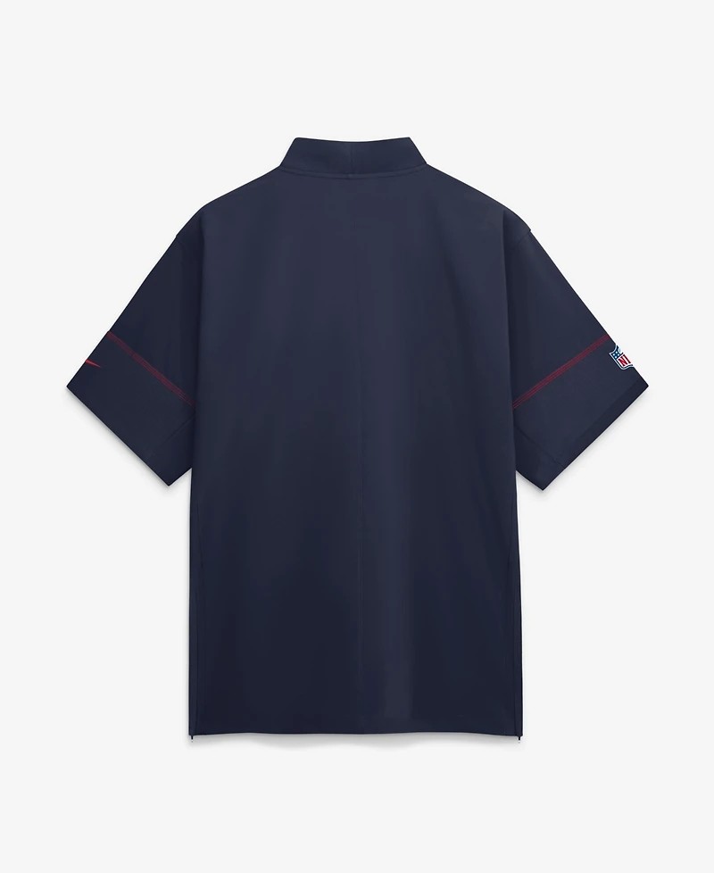Nike Men's Navy New England Patriots Sideline Short Sleeve Quarter-Zip Coaches Jacket