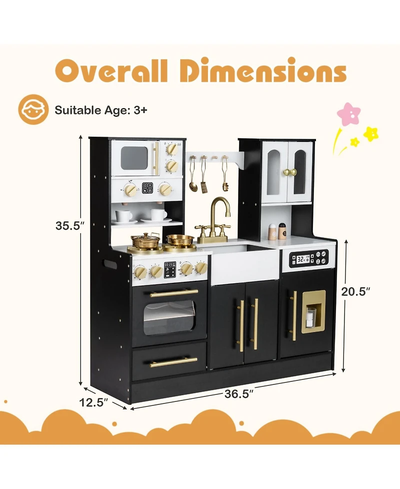 Slickblue Kids Wooden Play Kitchen with Lights and Sound Effects