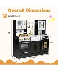 Slickblue Kids Wooden Play Kitchen with Lights and Sound Effects