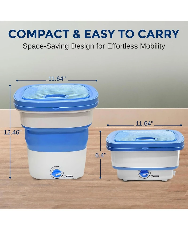 Pure Clean Portable Mini Washing Machine Lightweight Collapsible Bucket - Perfect for Camping, Travelling, Apartment