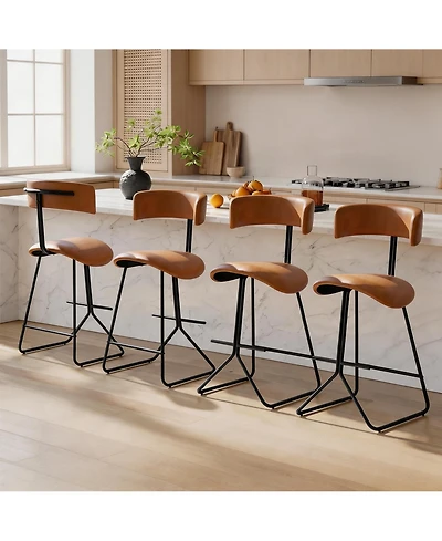 gaomon Set of 4 Outdoor/ Indoor Upholstered Faux Leather Counter Height Bar Stools