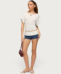 Edikted Women's Contrast Foldover Denim Micro Shorts