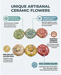 Sevorley Ceramic Flower Shaped Loose Beads for Diy Jewelry Making, Bracelets, Necklaces and Craft Projects