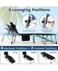 Gouun Folding Tanning Chair with Face and Arm Holes and Pillow