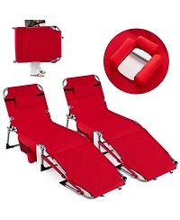 Gouun Set of 2 Portable Tanning Chairs with 4-Level Adjustable Backrest
