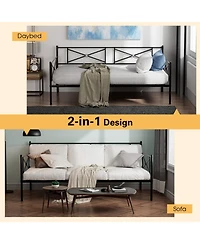 Gouun Twin Metal Daybed Frame Steel Slats Sofa Bed Victorian Style