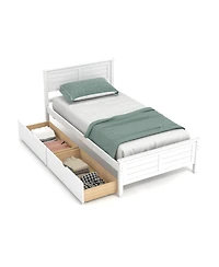 Gouun Twin Bed Frame with 2 Storage Drawers and Wood Slat Support