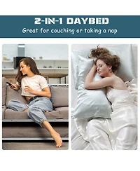 Gouun Twin Metal Daybed with Roll-Out Trundle and Slat Support