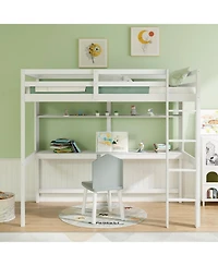 Gouun Twin Kids Loft Bed with Built-In Desk and Storage Shelf