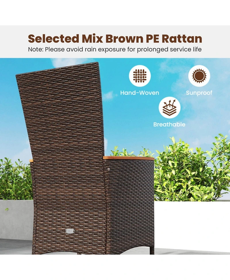Gouun 7-Piece Outdoor Wicker Dining Set with Acacia Wood Table