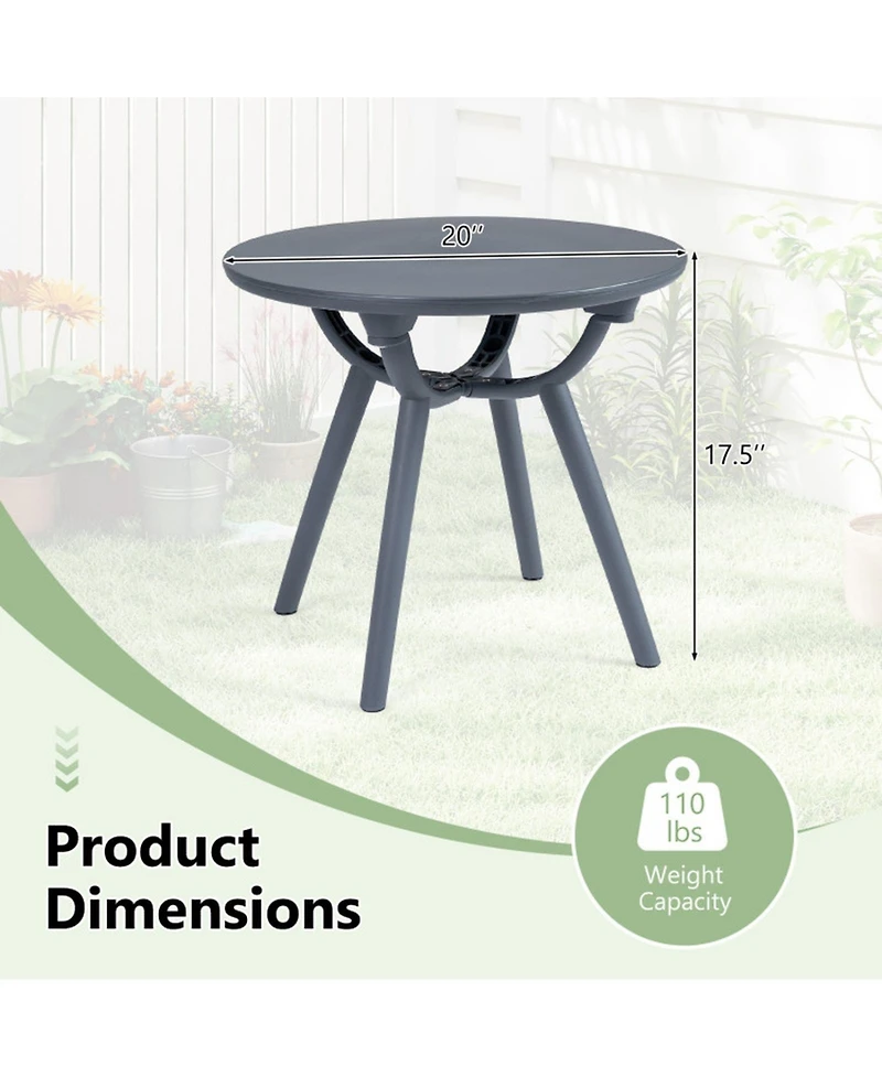 Gouun Round Patio Storage Side Table with Open Shelf