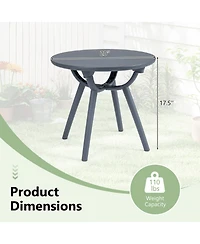Gouun Round Patio Storage Side Table with Open Shelf