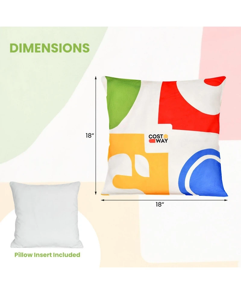 Gouun 18-Inch Square Throw Pillows with Removable Velvet Covers