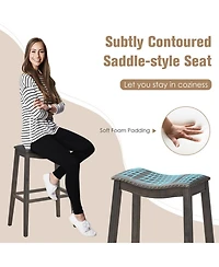 Gouun Set of 2 Backless Bar Stools with Nailhead Pvc Leather Seat