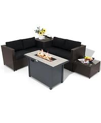 Gouun 5-Piece Patio Conversation Set with 60,000 Btu Propane Fire Pit Table