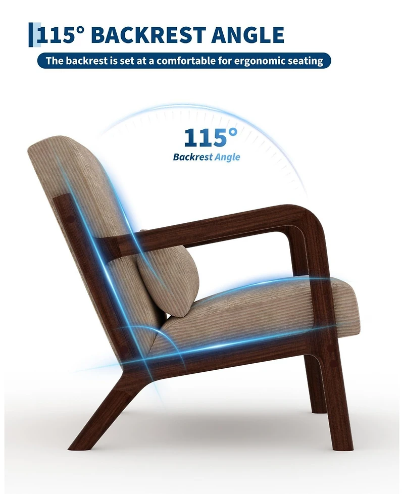 gaomon Two-piece Wide Stripe Corduroy Accent Chairs, sturdy wooden frame, comfortable reading chairs with lumbar pillows