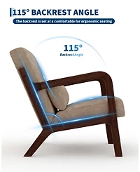 gaomon Two-piece Wide Stripe Corduroy Accent Chairs, sturdy wooden frame, comfortable reading chairs with lumbar pillows