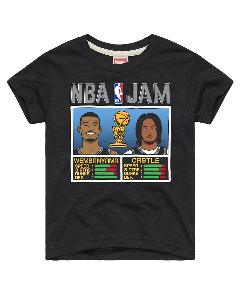 Homage Toddler Victor Wembanyama Stephon Castle Charcoal San Antonio Spurs Nba Jam Tri-Blend T-Shirt