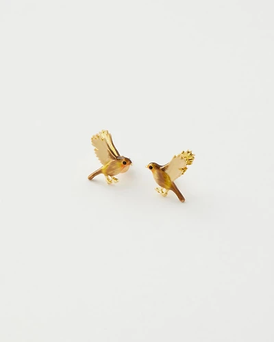 Fable England Enamel Flying Robin earrings