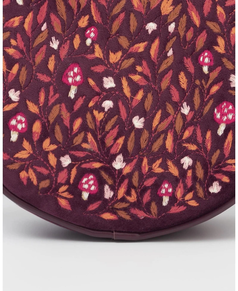 Fable England Women's Magical Mushroom Embroidered Velvet Circle Bag
