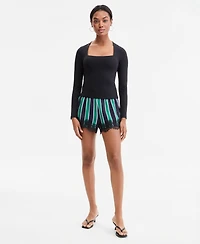Bar Iii Women's Lace-Trim Satin Shorts, Macy's Exclusive