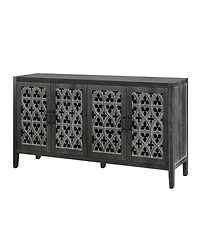Clihome Hollow Four Door Antique Cabinet, American Country Style, Suitable for Living Room, Tv Kitchen