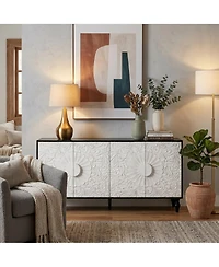 Clihome Large Faceted Carved and Spliced Doors Combined with Frames for Tv Stand Table, Sideboards, Accent Cabinets