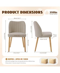 homfan Set of 4/6 Dining Chairs, Fabric Upholstered Mid Century Chairs with Wood Legs for Room or Kitchen