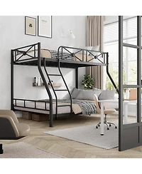 gaomon Metal Bunk Bed Twin Over Full, Modern Heavy Duty Bunkbeds with Safety Guard Rails and Space-Saving Design, Steel Beds for School