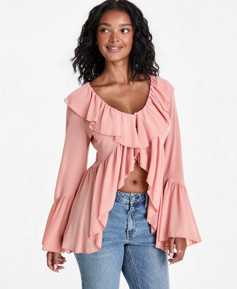 And Now This Women's Chiffon Ruffle Tunic Blouse, Macy's Exclusive