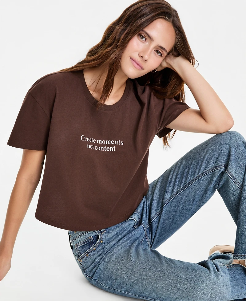 And Now This Women's Cotton Cropped Create Moments Tee, Macy's Exclusive