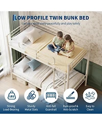 gaomon Twin Over Bunk Bed Frame, Heavy Duty Metal Beds for Kids/Teens/Adults, 450 Lbs Upper and 500 Lower Capacity, Slot