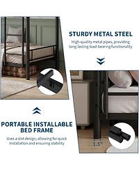 gaomon Twin Over Bunk Bed Frame, Heavy Duty Metal Beds for Kids/Teens/Adults, 450 Lbs Upper and 500 Lower Capacity, Slot